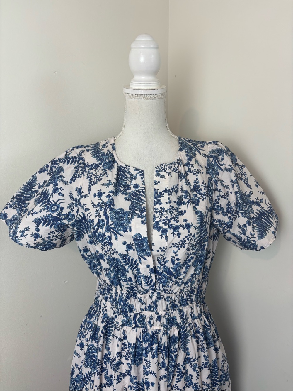 Anthropologie Cotton Somerset Tiered Maxi Dress In Blue Chinoiserie Size Medium - Picture 12 of 16